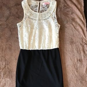 Black and white lace cocktail dress
